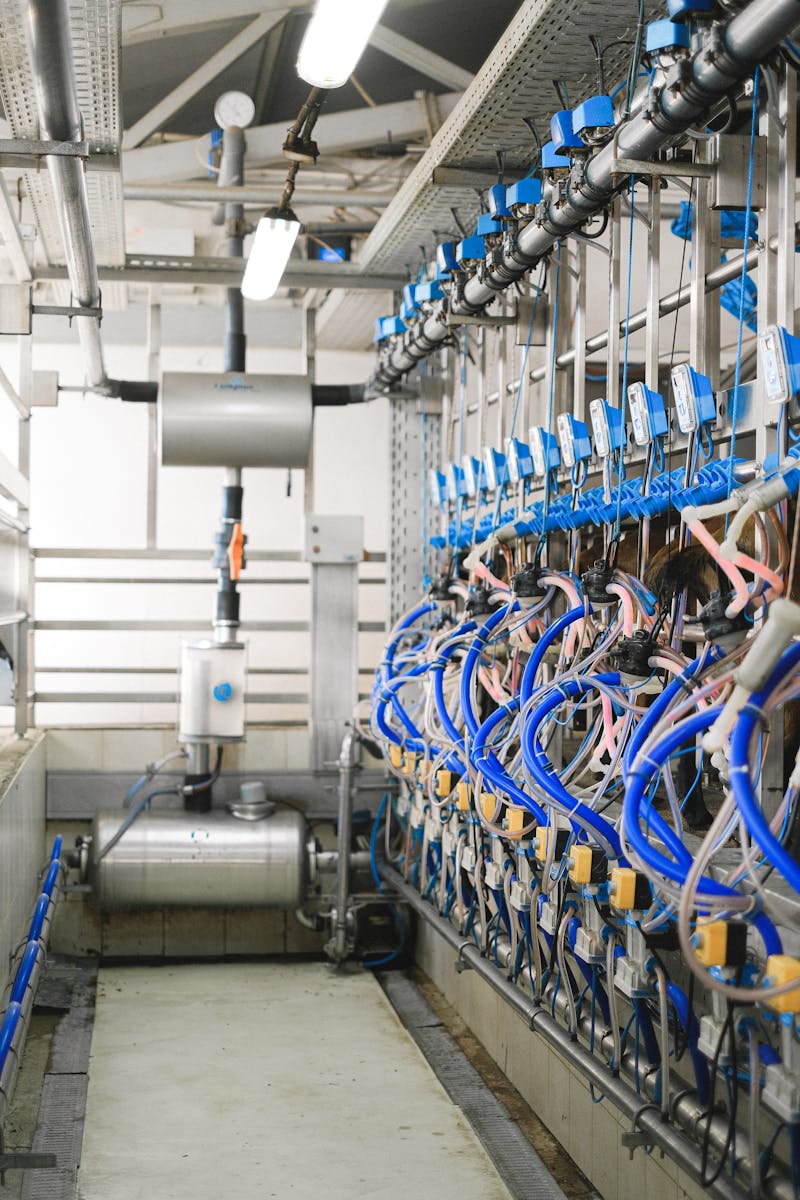 Detailed view of industrial machinery in a modern facility, showcasing technology and organization.